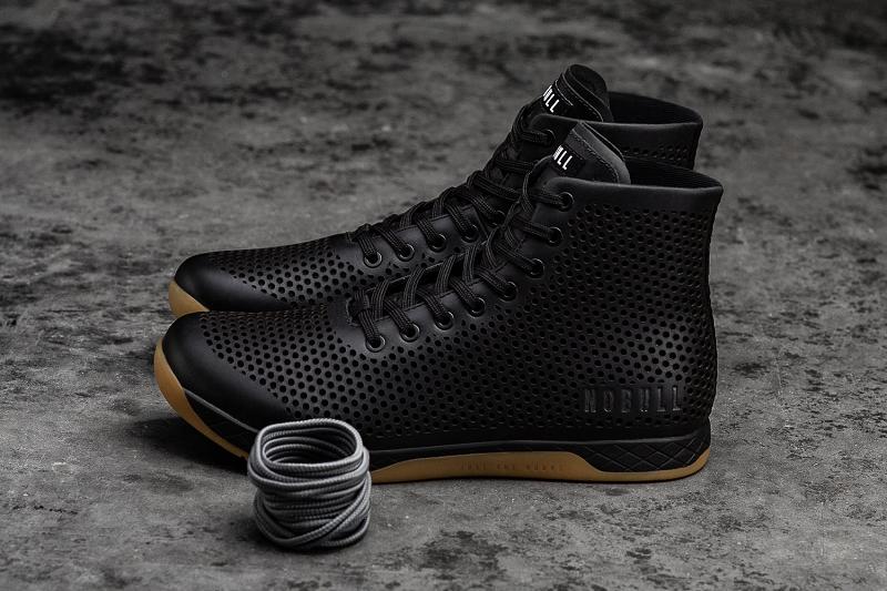 Black Nobull High-Top Gum Leather Men's Trainers | CA V1431R